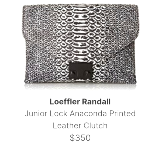 Loeffler Randall Junior Lock Anaconda Snake Leather Clutch Envelope Purse Chain - Picture 2 of 8